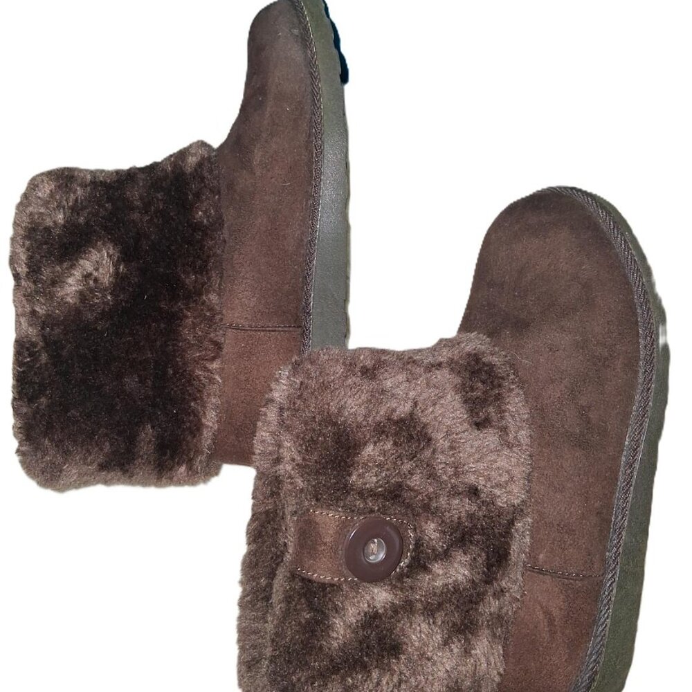 Arizona Brown Faux Suede Ankle Boots w/ Faux Fur Cuff | Women’s 7M - Picture 9 of 12